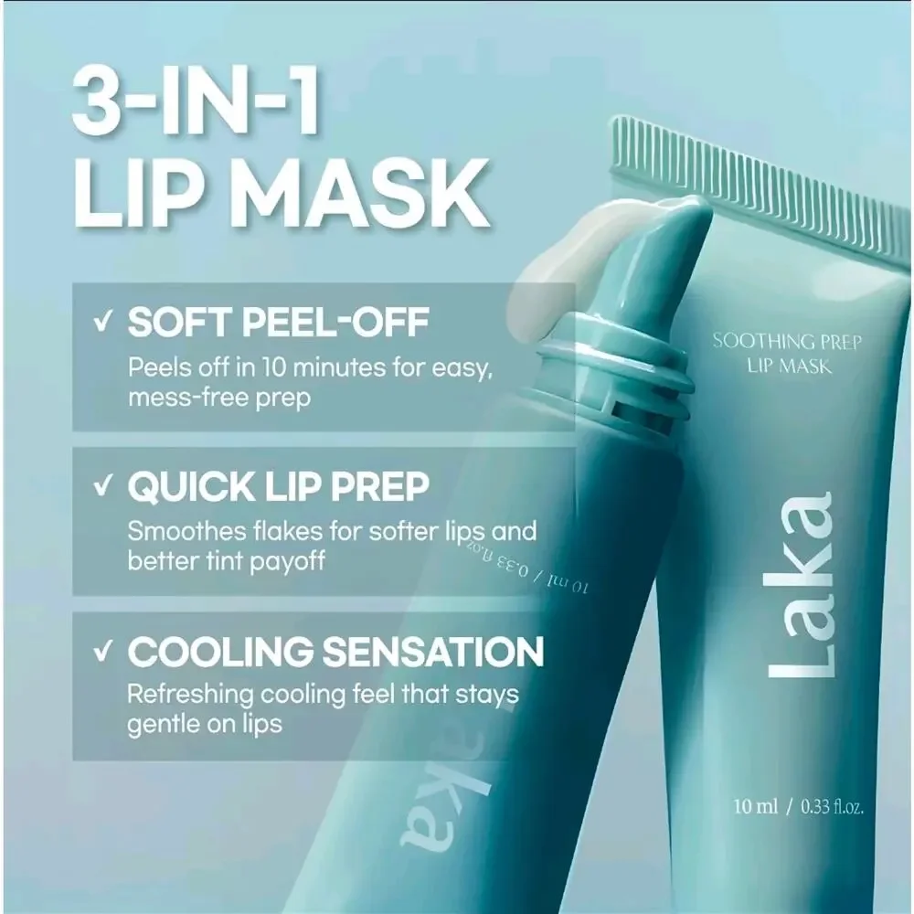 Laka Soothing Prep Lip Mask 10ml/0.33oz Cooling Peel-Off Lip Mask - Brand New